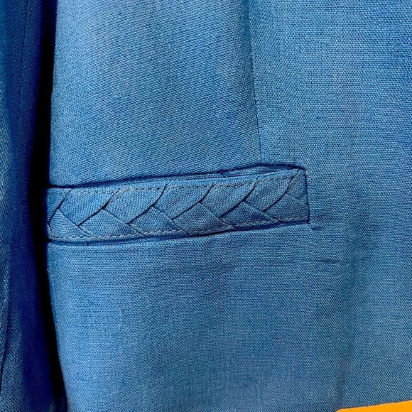 Jason Wu Linen Cropped Blazer Pant Suit Braided Trim Blue Women Size 1… - Picture 7 of 16